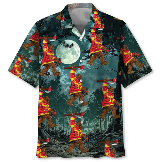 Hawaiian Shirt / Adults / S Bigfoot Firefighter Keep The Night Safe Hawaiian Shirt