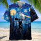 Bigfoot Guitar Starry Night Hawaiian Shirt
