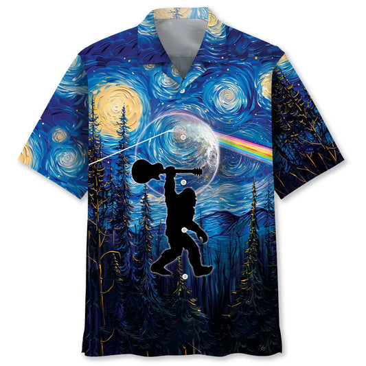 Hawaiian Shirt / Adults / S Bigfoot Guitar Starry Night Hawaiian Shirt