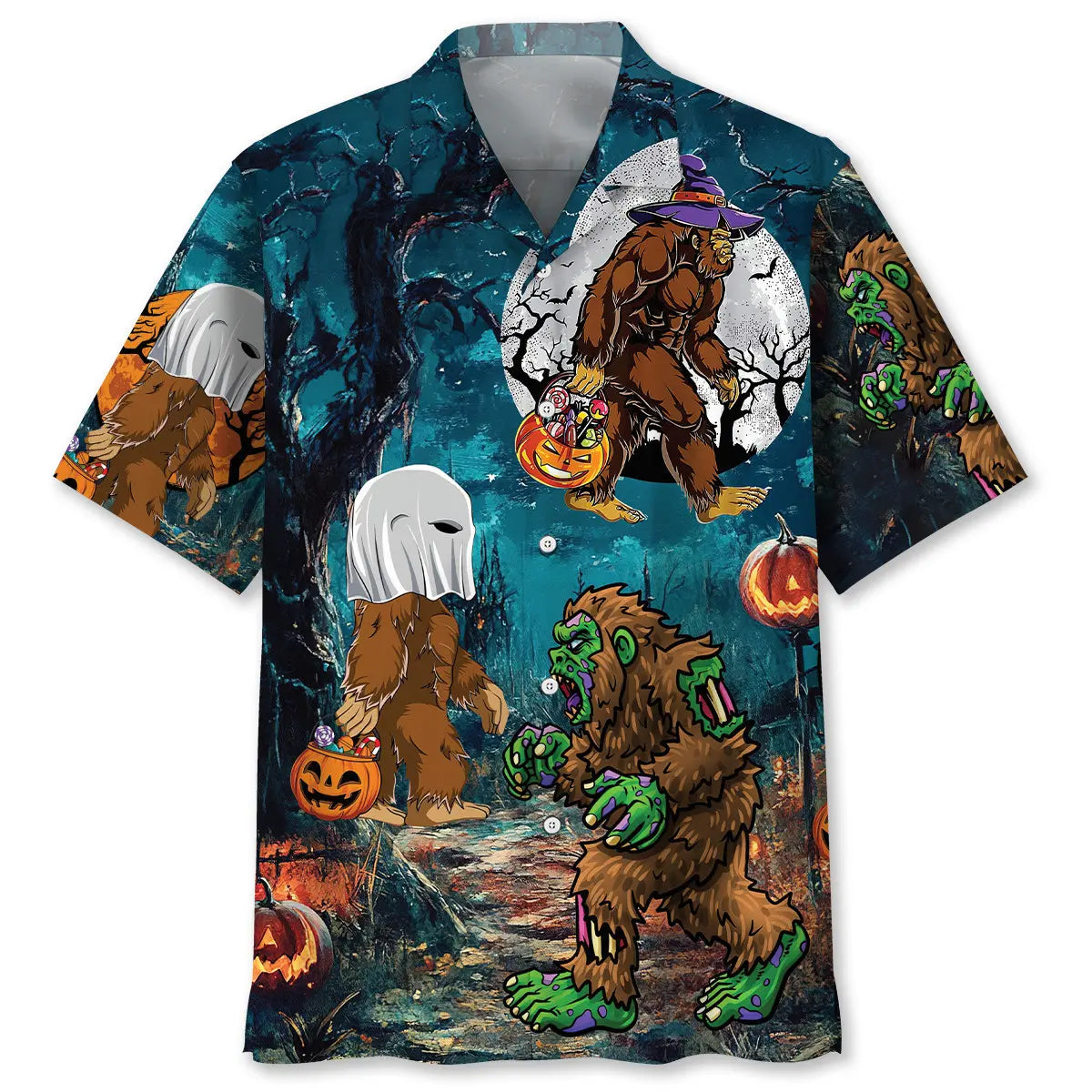 Hawaiian Shirt / Adults / S Bigfoot Halloween Night Hawaiian Shirt