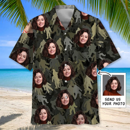 Hawaiian Shirt / Adults / S Bigfoot Hawaiian Shirt Custom Photo Girl Friend Face