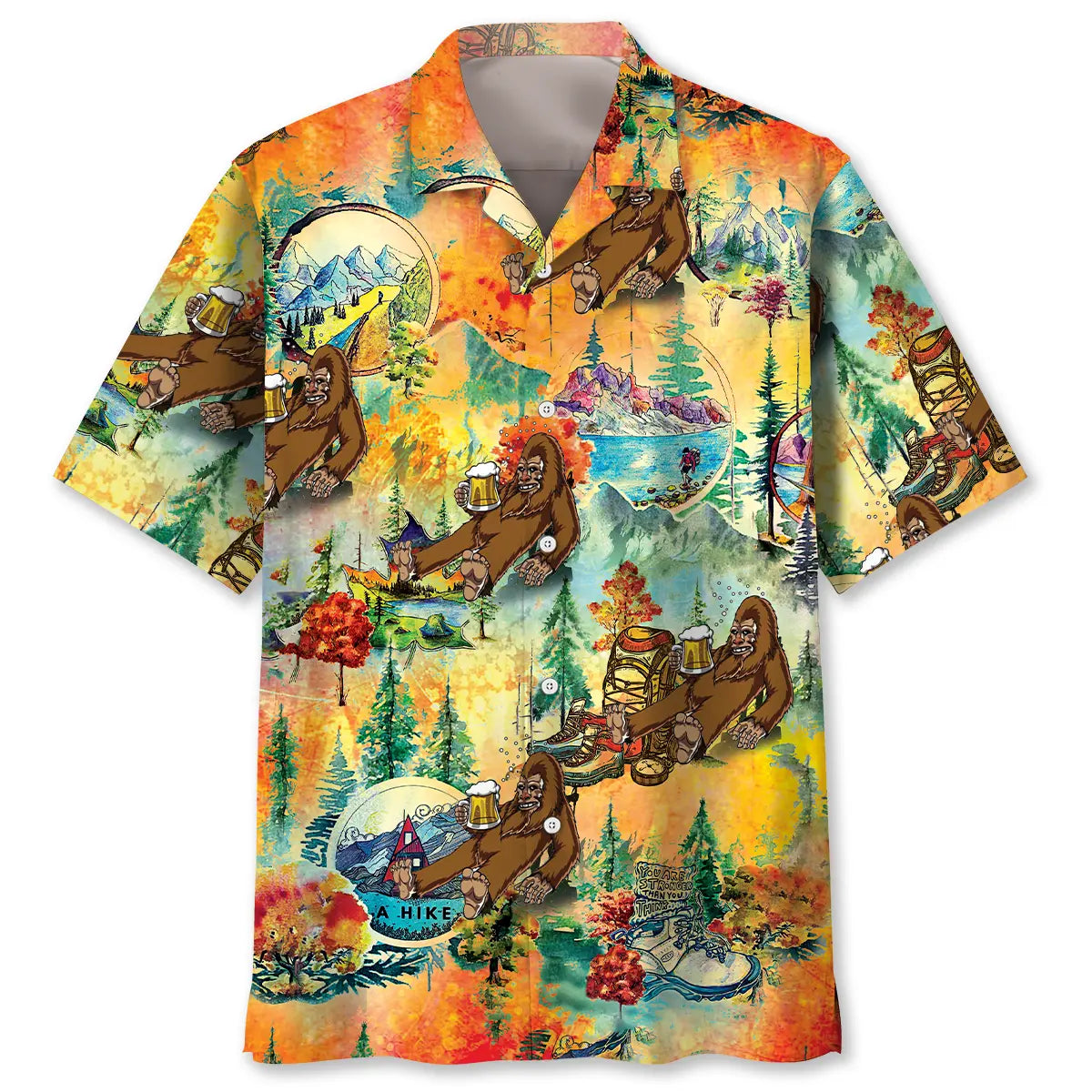Hawaiian Shirt / Adults / S Bigfoot Hiking Funny Hawaiian Shirt