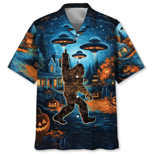 Hawaiian Shirt / Adults / S Bigfoot In A Horror Night Hawaiian Shirt