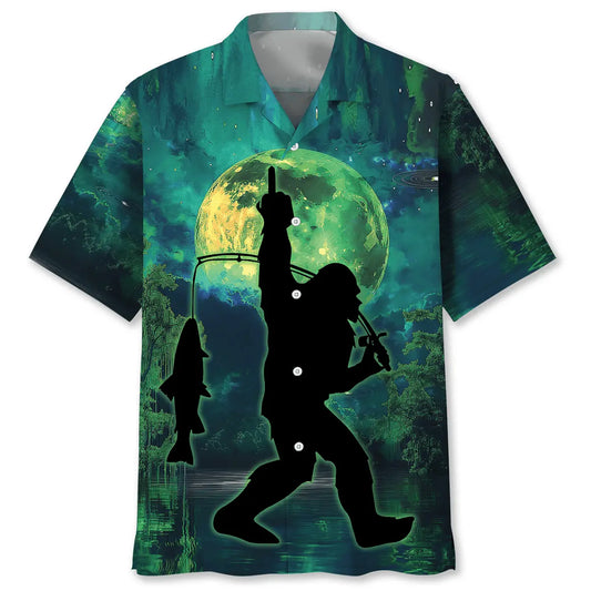Hawaiian Shirt / Adults / S Bigfoot Night Fishing Hawaiian Shirt