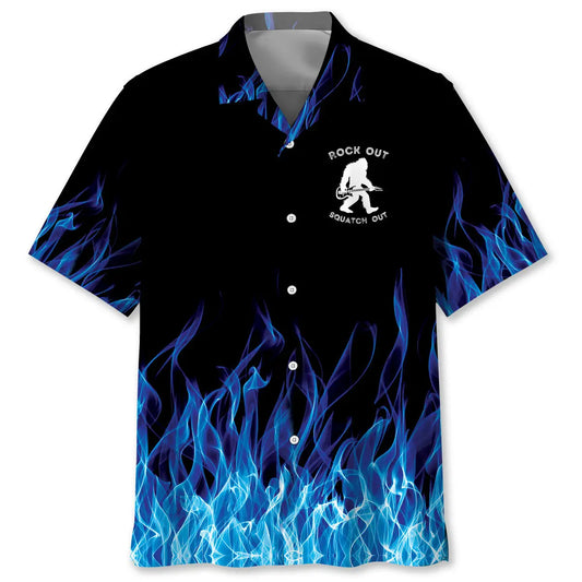 Hawaiian Shirt / Adults / S Bigfoot Playing A Guitar Rock On Sasquatch Hawaiian Shirt