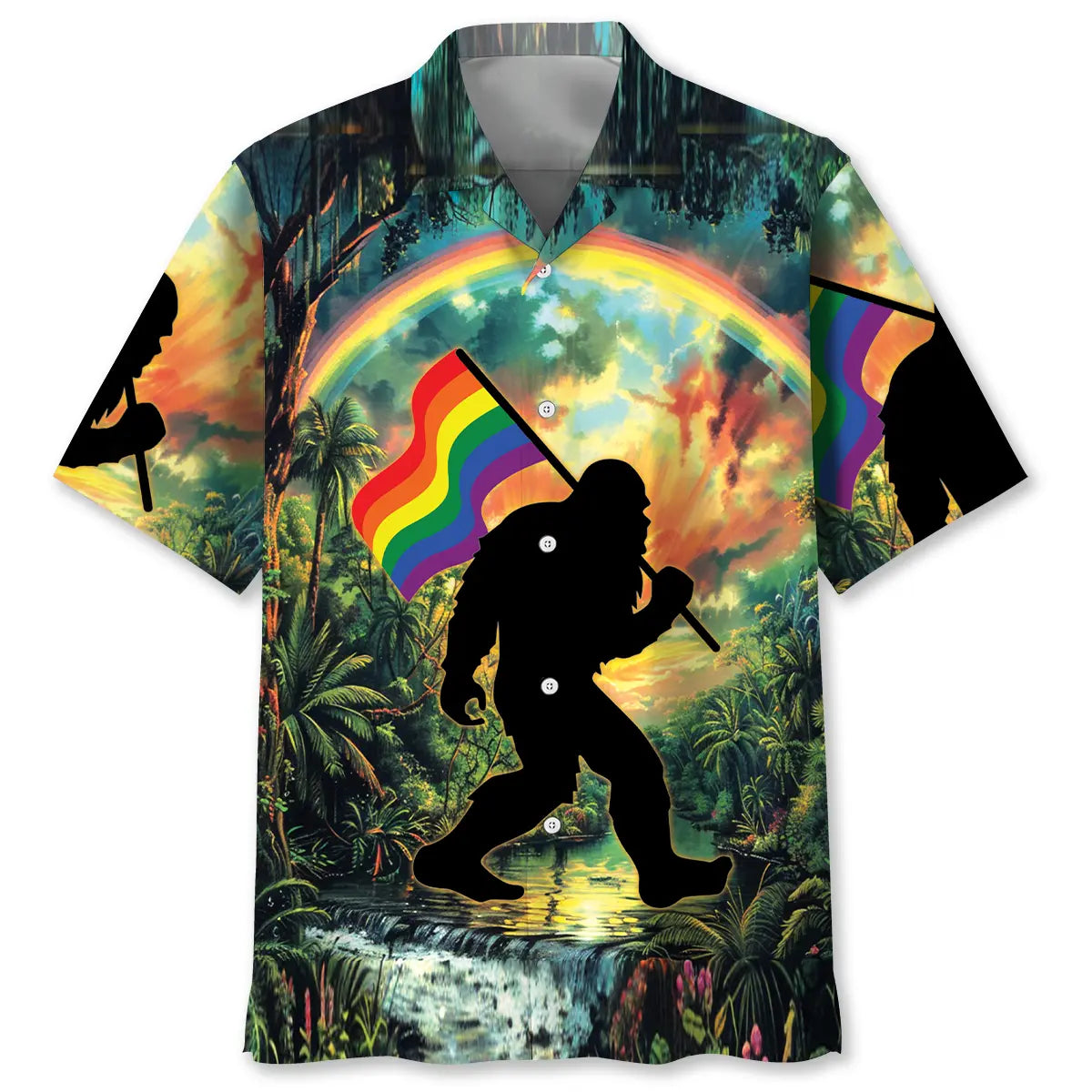 Hawaiian Shirt / Adults / S Bigfoot Pride Flag Hawaiian Shirt