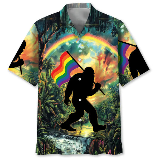 Hawaiian Shirt / Adults / S Bigfoot Pride Flag Hawaiian Shirt