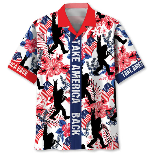 Hawaiian Shirt / Adults / S Bigfoot Take America Back Hawaiian Shirt