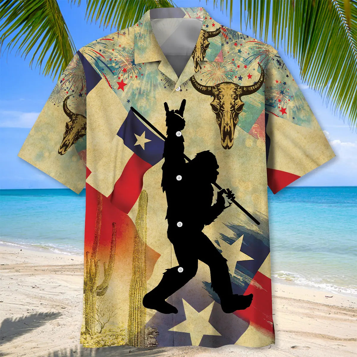 Bigfoot Texas Happy 4th July Vintage Hawaiian Shirt