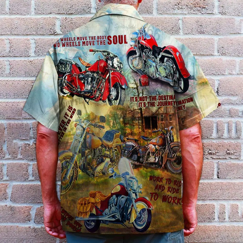 Biker Unisex Hawaiian Shirt Aloha Shirt Summer Vibe Work To Ride And Ride To Work