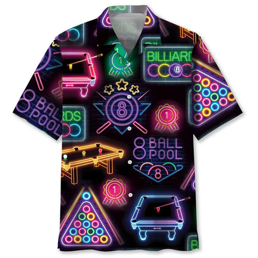 Hawaiian Shirt / Adults / S Billiard Neon Black Hawaiian Shirt
