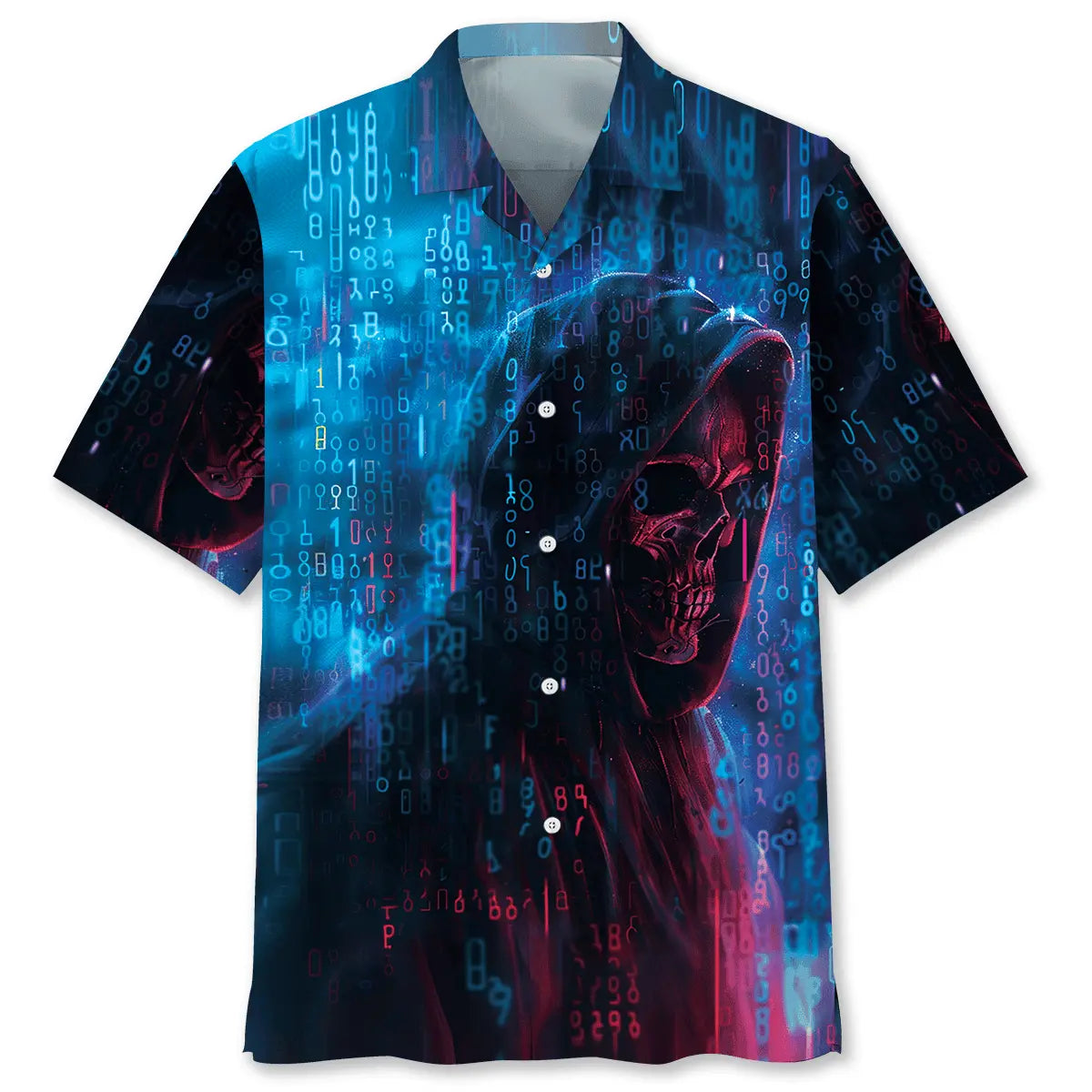 Hawaiian Shirt / Adults / S Binary Skull Hawaiian Shirt