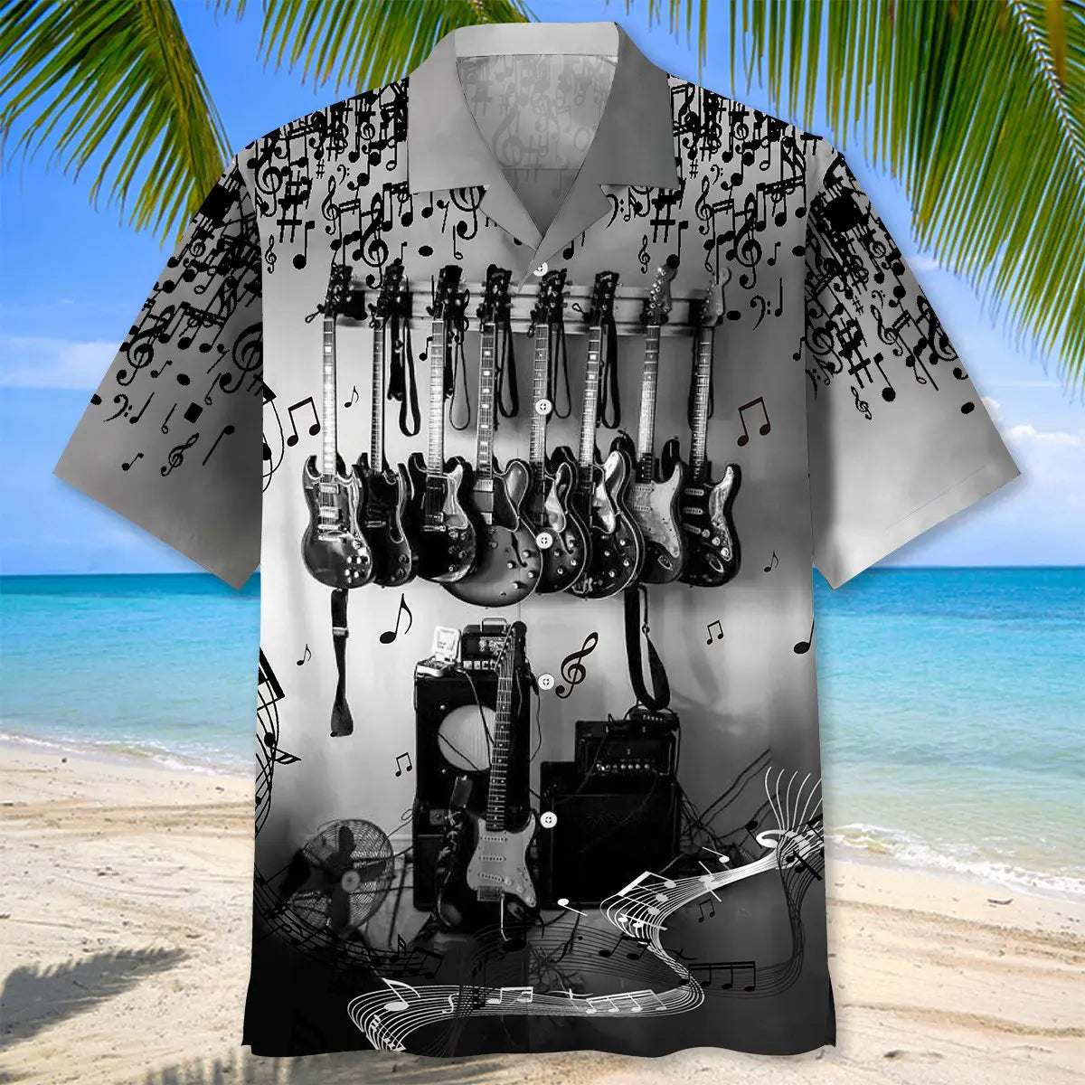 Black And White Guitarist Hawaiian Shirt