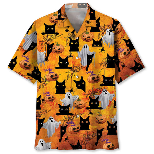 Hawaiian Shirt / Adults / S Black Cat Boo Halloween Hawaiian Shirt