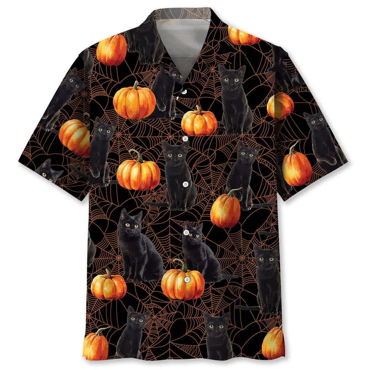 Hawaiian Shirt / Adults / S Black Cat Pumpkin Halloween Hawaiian Shirt