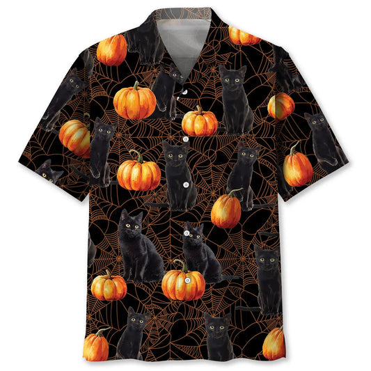 Hawaiian Shirt / Adults / S Black Cat Pumpkin Halloween Hawaiian Shirt