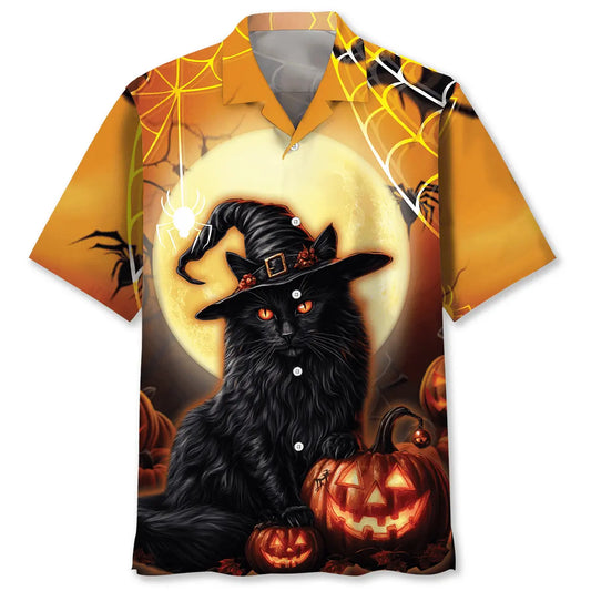 Hawaiian Shirt / Adults / S Black Cat Pumpkin Halloween Hawaiian Shirt