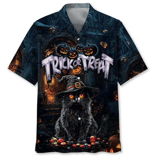 Hawaiian Shirt / Adults / S Black Cat Trick Or Treat Hawaiian Shirt