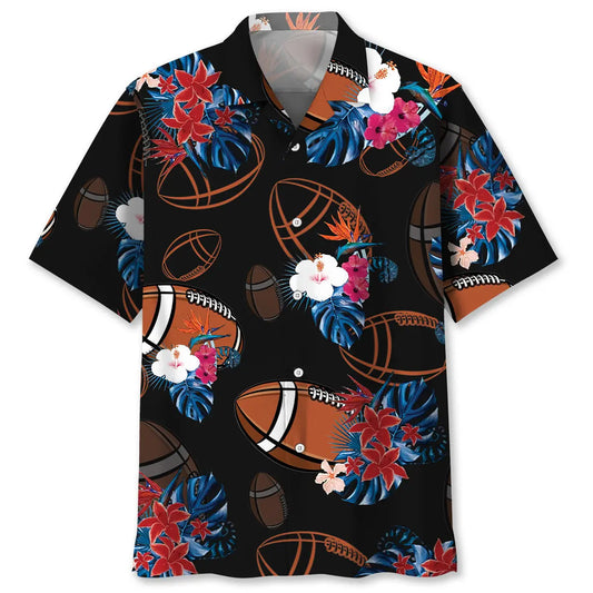 Hawaiian Shirt / Adults / S Black Football Nature Hawaiian Shirt
