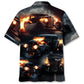 Black Hot Rod On Fire Hawaiian Shirt