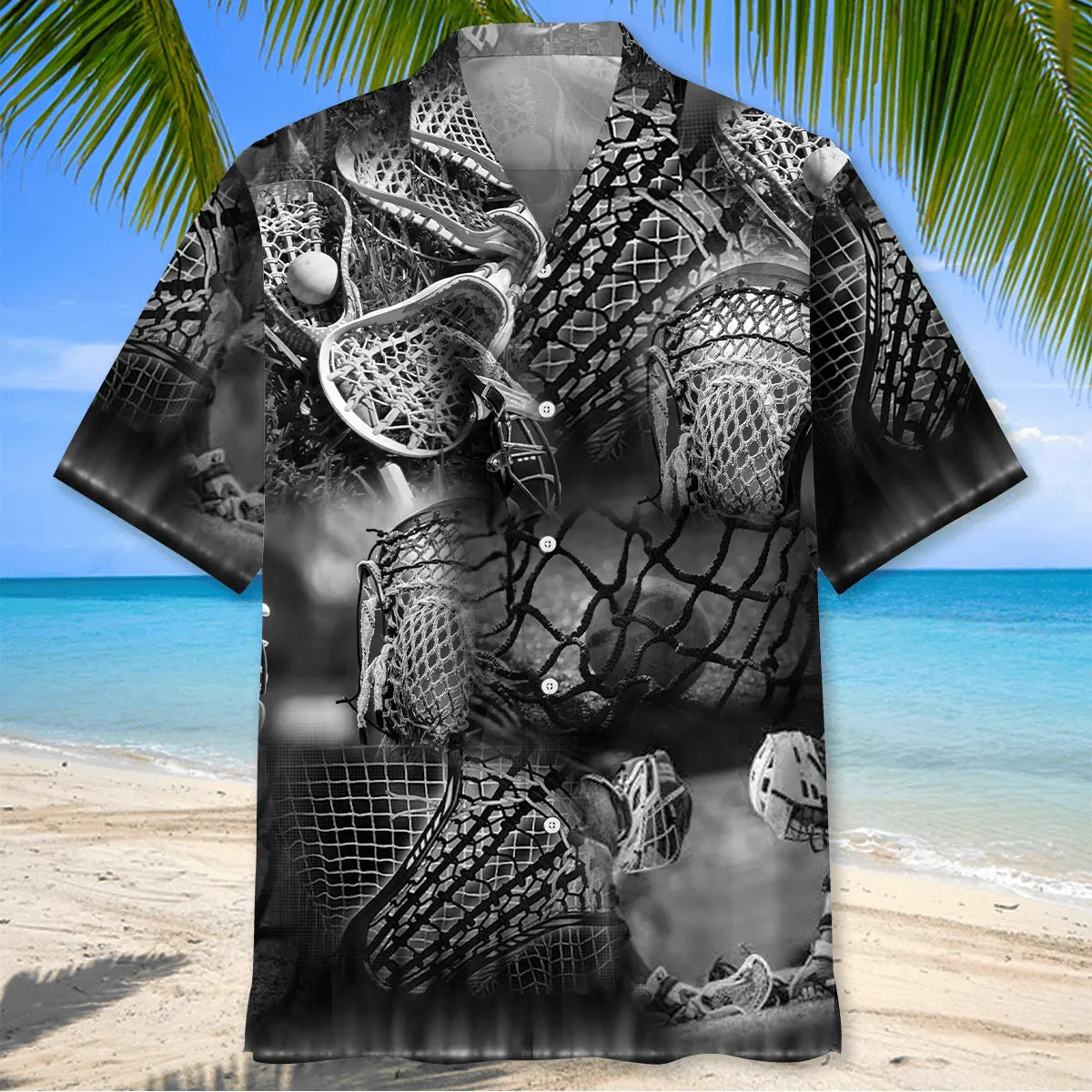 Black Lacrosse Sticks Hawaiian Shirt