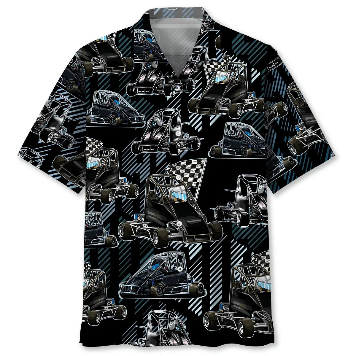 Hawaiian Shirt / Adults / S Black Quarter Midget Race Car Hawaiian Shirt