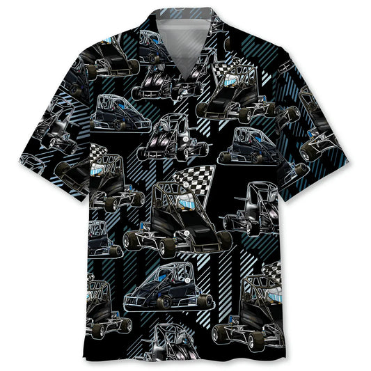 Hawaiian Shirt / Adults / S Black Quarter Midget Race Car Hawaiian Shirt