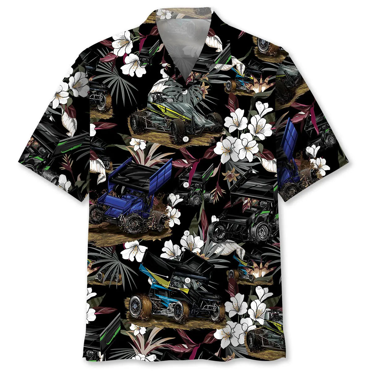 Hawaiian Shirt / Adults / S Black Sprint Car Racing Hawaiian Shirt