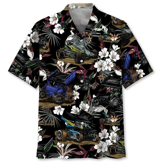 Hawaiian Shirt / Adults / S Black Sprint Car Racing Hawaiian Shirt