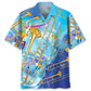 Hawaiian Shirt / Adults / S Blue Golden Trombone Hawaiian Shirt