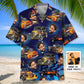 Hawaiian Shirt / Adults / S Blue Hot Rod Classic Racing Custom Photo Face Hawaiian shirt