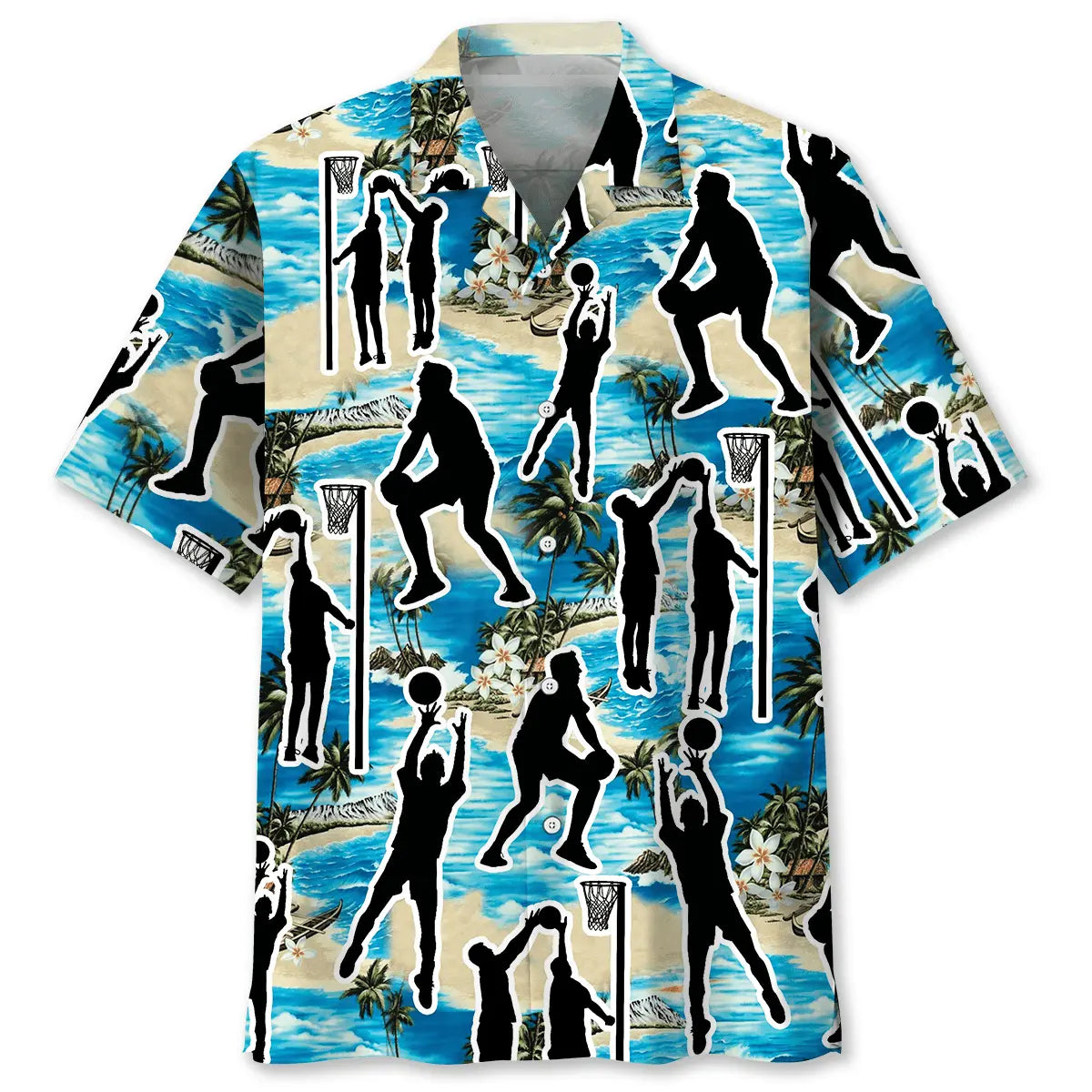 Hawaiian Shirt / Adults / S Blue Netball Beach Hawaiian Shirt