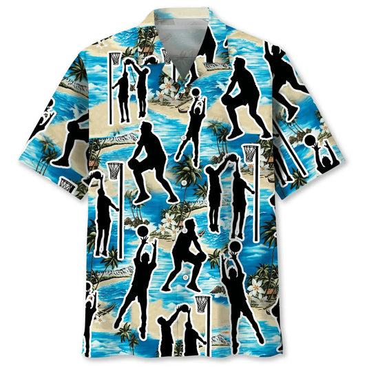 Hawaiian Shirt / Adults / S Blue Netball Beach Hawaiian Shirt