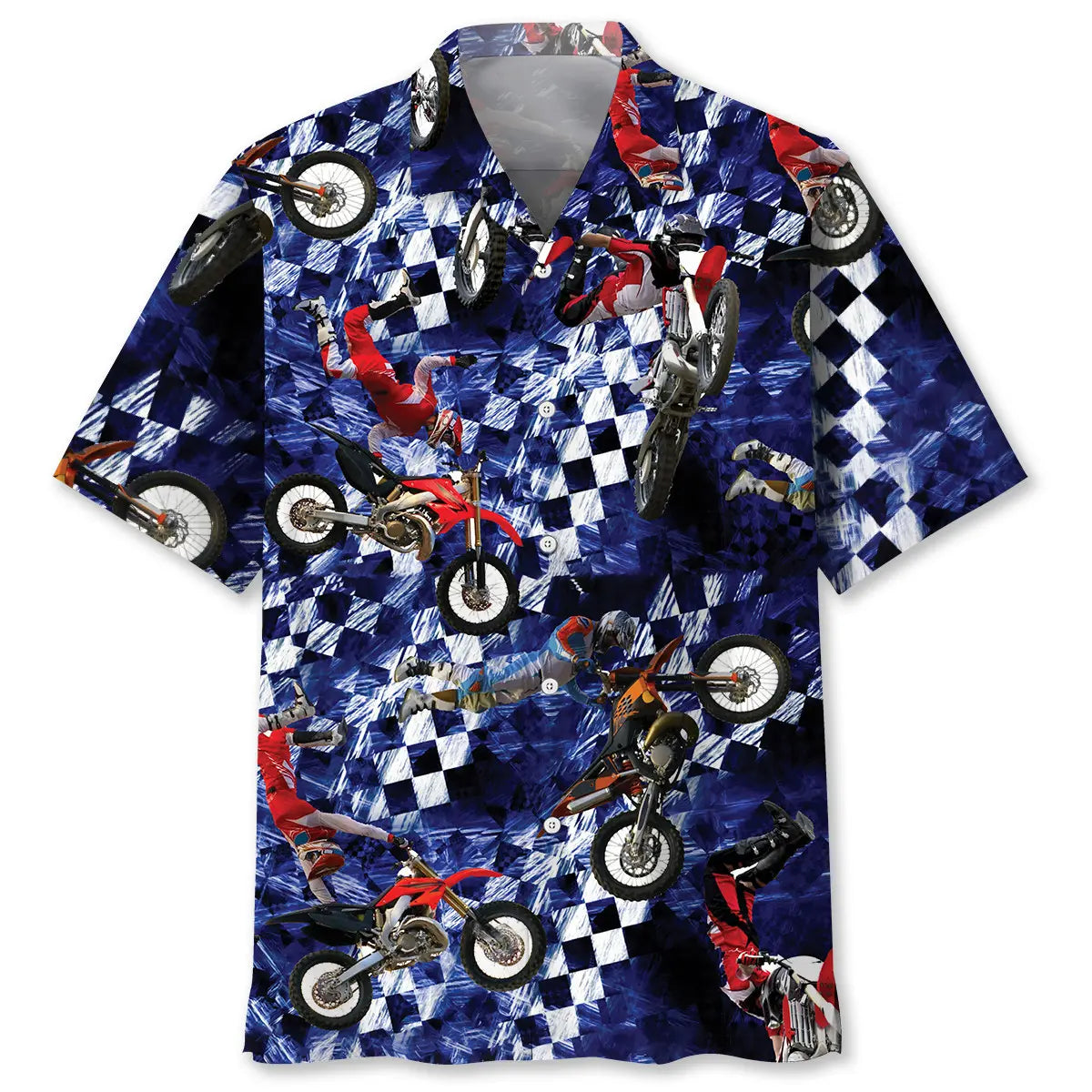 Hawaiian Shirt / Adults / S Blue Racing Dirt Bike Hawaiian Shirt