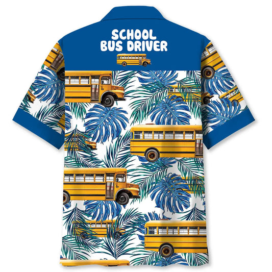 Hawaiian Shirt / Adults / S Blue School Bus Driver Hawaiian Shirt