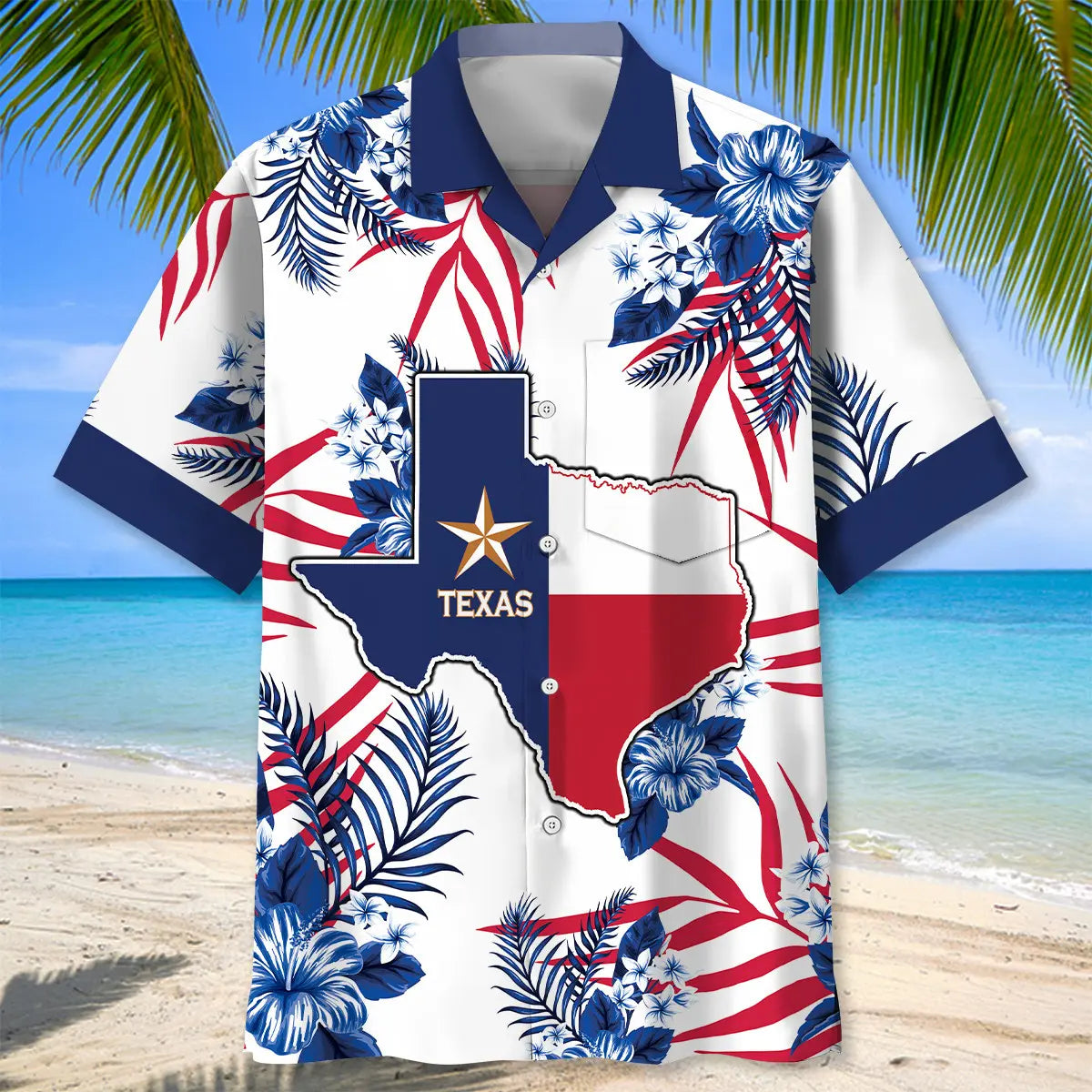 Blue Texas The Lone Star State Proud Pocket Hawaiian Shirt