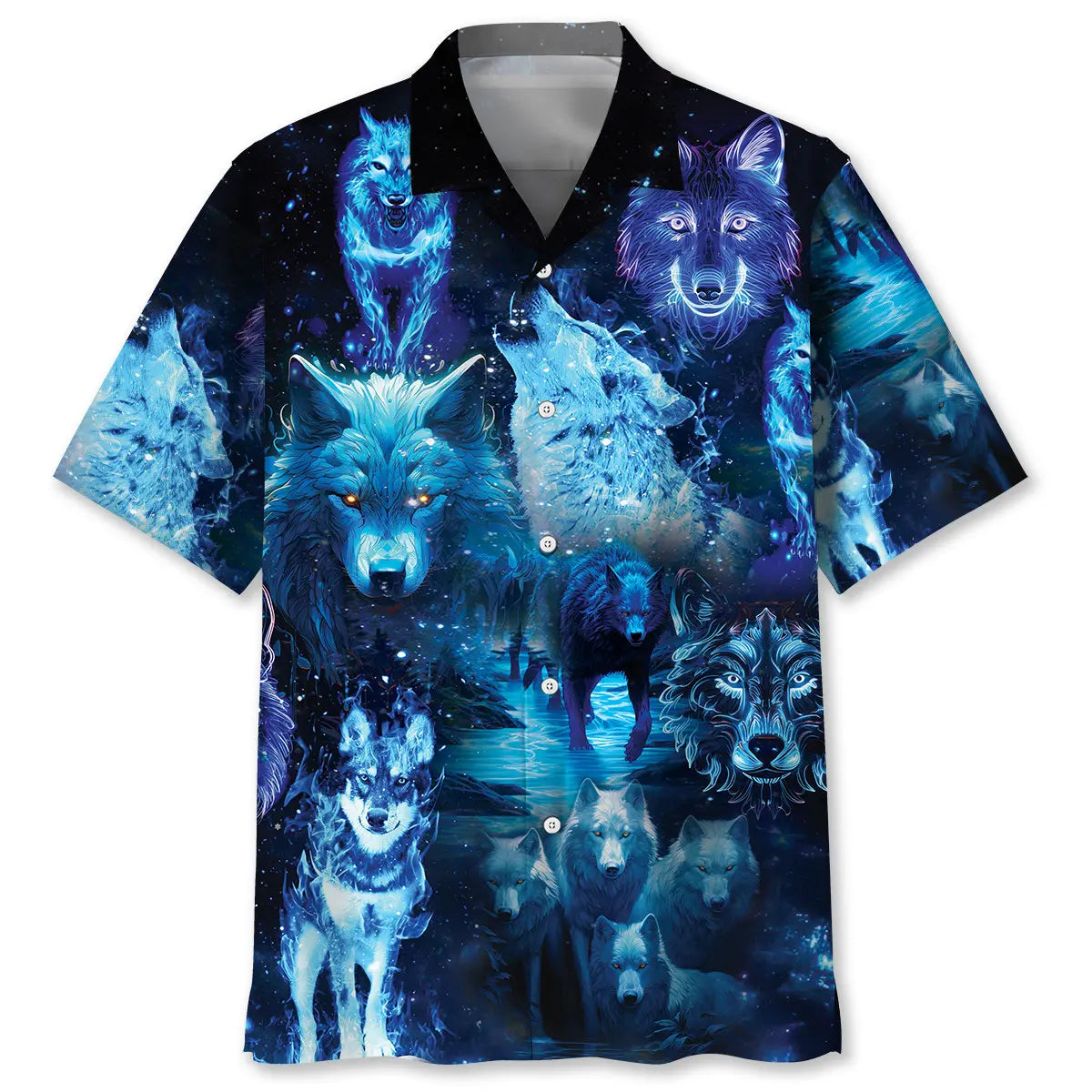 Hawaiian Shirt / Adults / S Blue Wolf Hawaiian Shirt