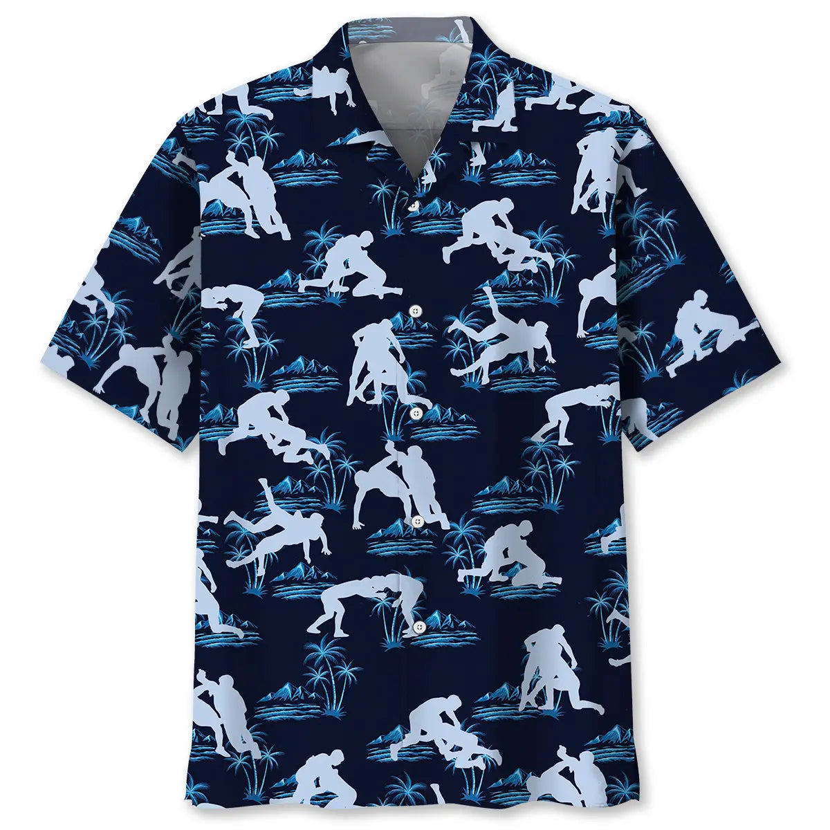 Hawaiian Shirt / Adults / S Blue Wrestling Hawaiian Shirt