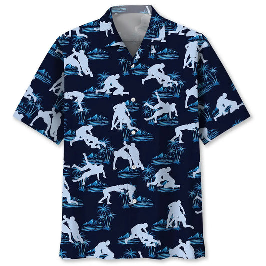 Hawaiian Shirt / Adults / S Blue Wrestling Hawaiian Shirt