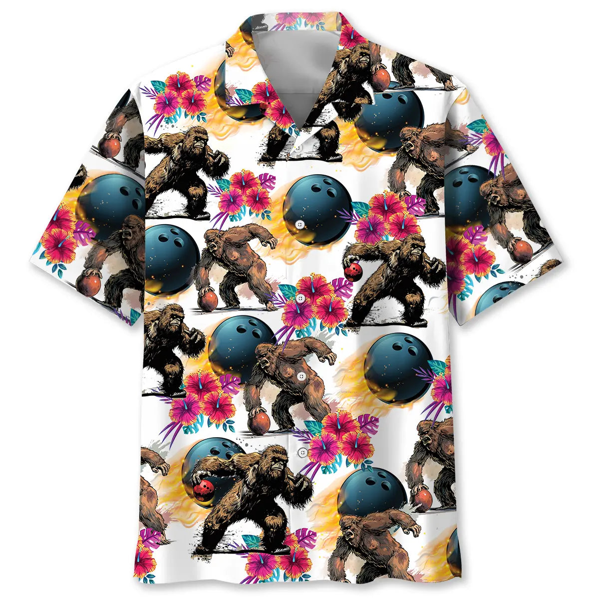 Hawaiian Shirt / Adults / S Bowling Bigfoot Hibiscus Hawaiian Shirt