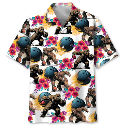 Hawaiian Shirt / Adults / S Bowling Bigfoot Hibiscus Hawaiian Shirt