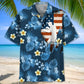 Boxing Usa Blue Tropical Hawaiian Shirt