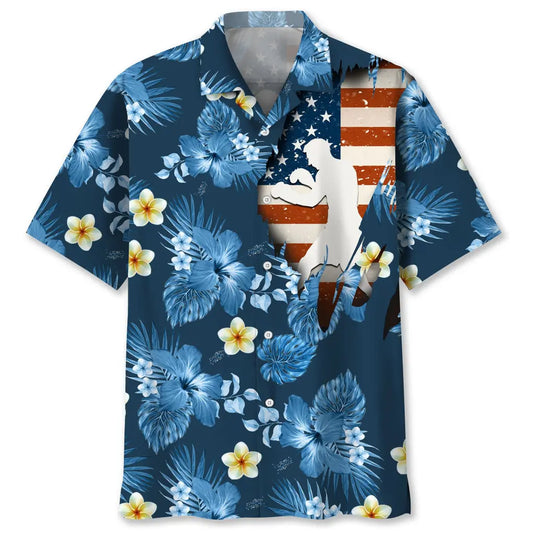 Hawaiian Shirt / Adults / S Boxing Usa Blue Tropical Hawaiian Shirt