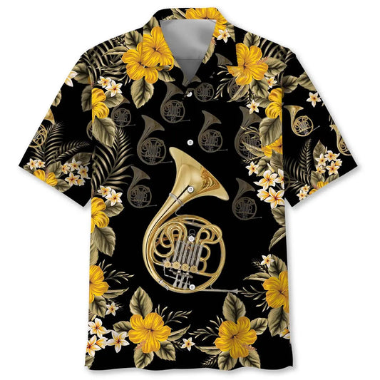Hawaiian Shirt / Adults / S Brass French Horn Hawaiian Shirt