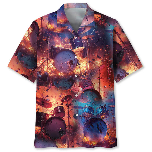 Hawaiian Shirt / Adults / S Broken Drum Fire Hawaiian Shirt