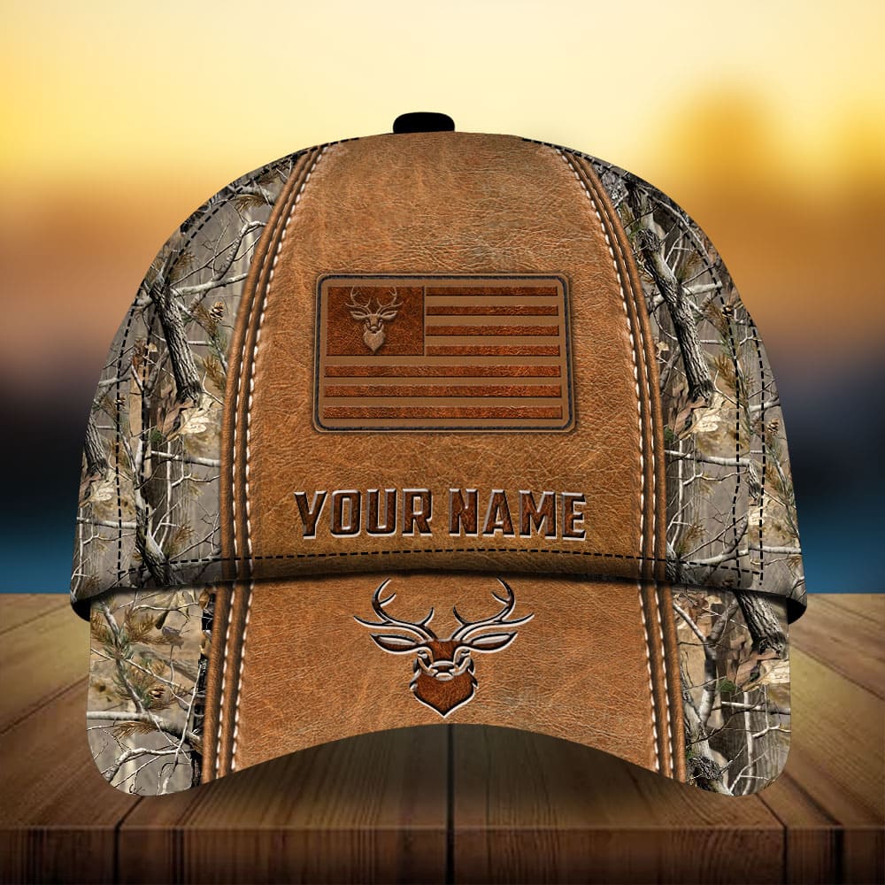 Premium Deer Hunting Leather Personalized – Classic Cap