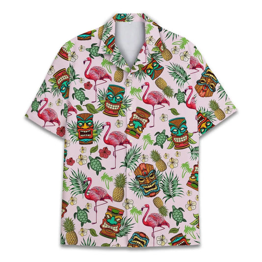 Hawaiian Shirt / Adults / S Tropical Tiki Flamingo And Tiki Unisex Hawaiian Shirt Aloha Shirt