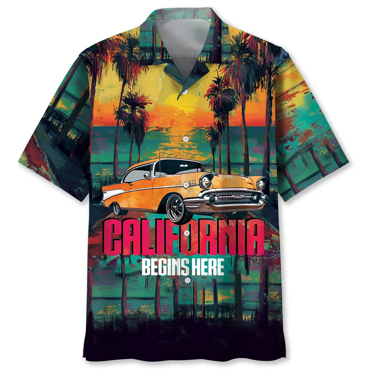 Hawaiian Shirt / Adults / S California Begins Here Hawaiian Shirt