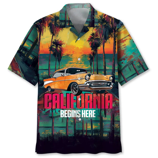 Hawaiian Shirt / Adults / S California Begins Here Hawaiian Shirt
