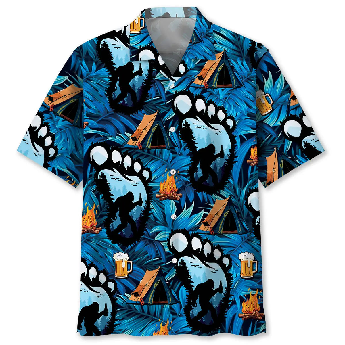 Hawaiian Shirt / Adults / S Camping Bigfoot Beer Hawaiian Shirt